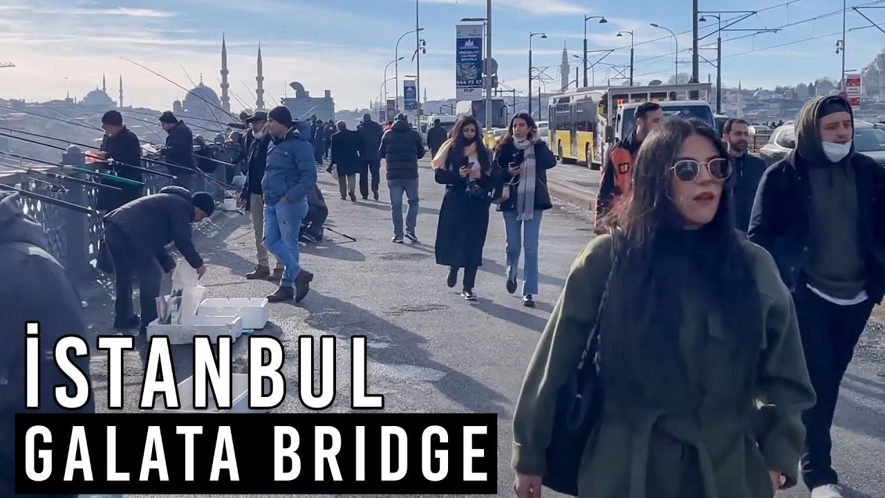 Istanbul Galata Bridge Walking Tour 26 December 2021|4k UHD 60fps