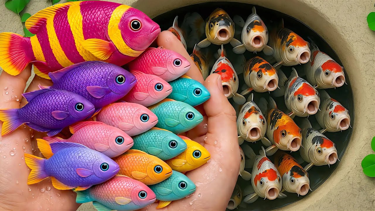 Serok ikan hias dalam kolam terbengkalai, ikan warna-warni, ikan koi, ikan mas koki, ikan komet