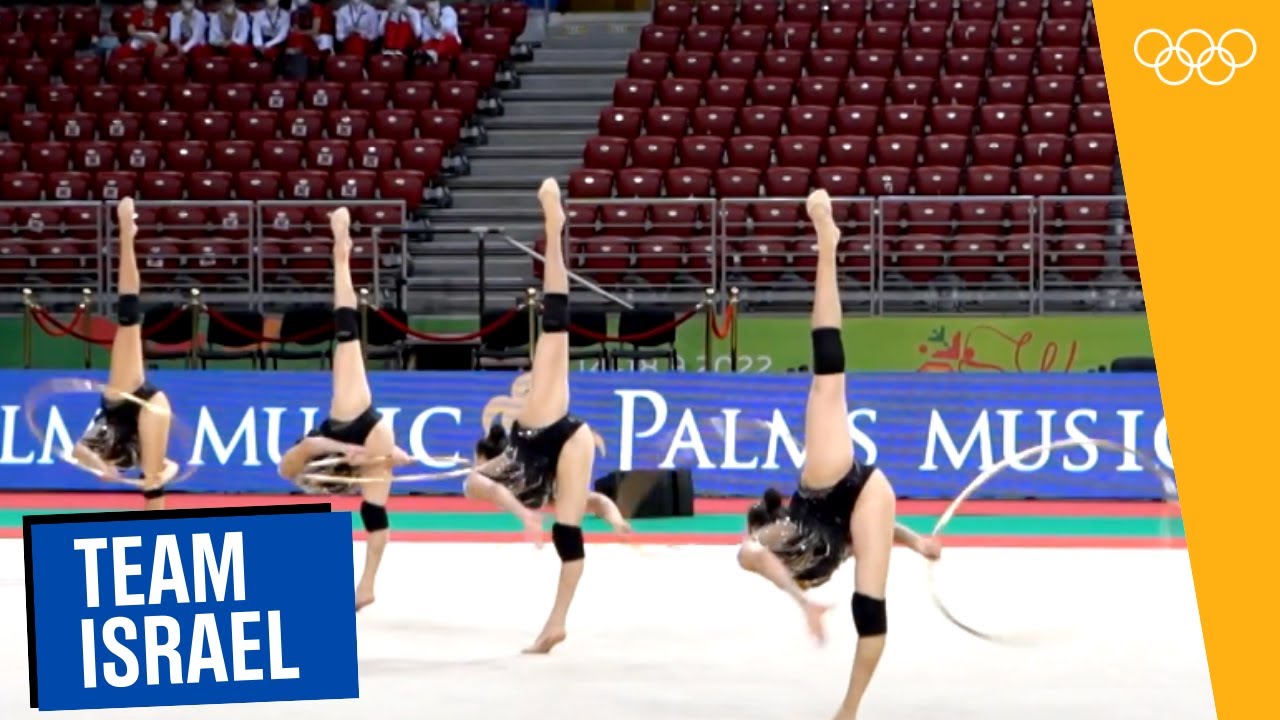 Team Israel train at the Rhythmic Gymnastics World Champs 2022 in Bulgaria