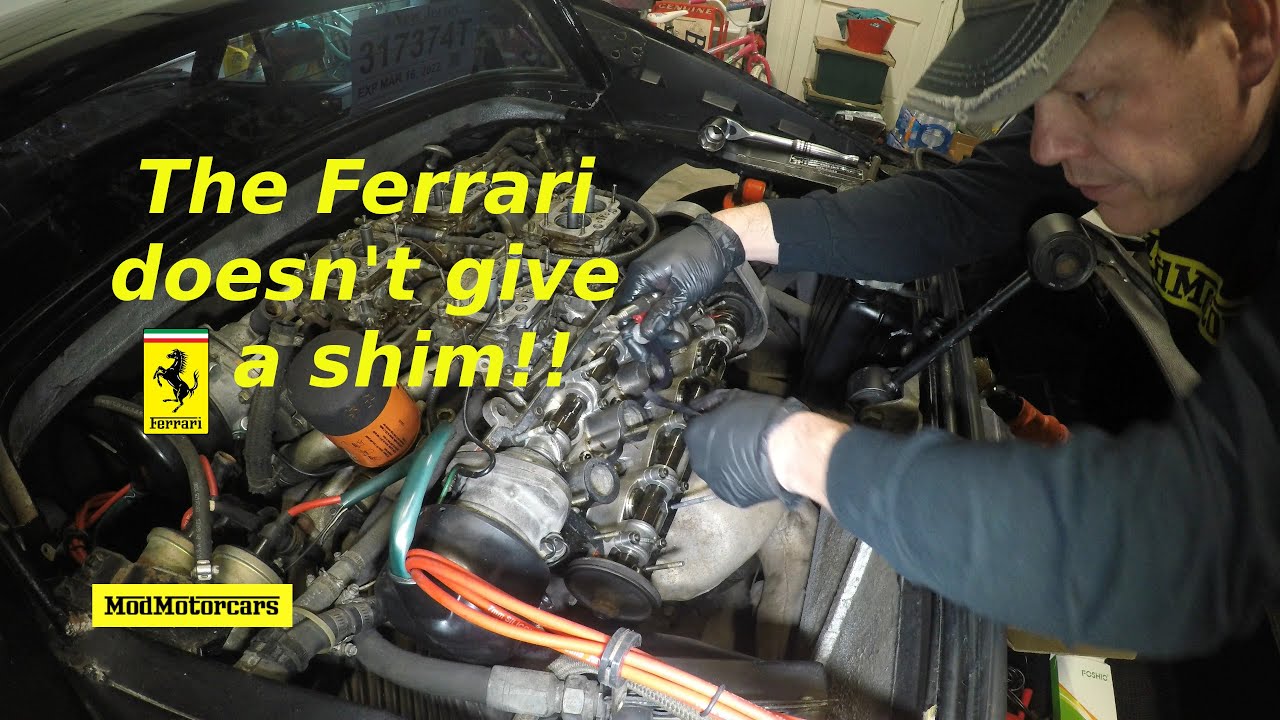 Ferrari 308 GTB resoration continues.  Valve adjustment on the Ferrari!!