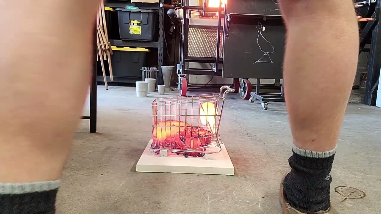 Dropping Hot Glass into a Shopping Cart!