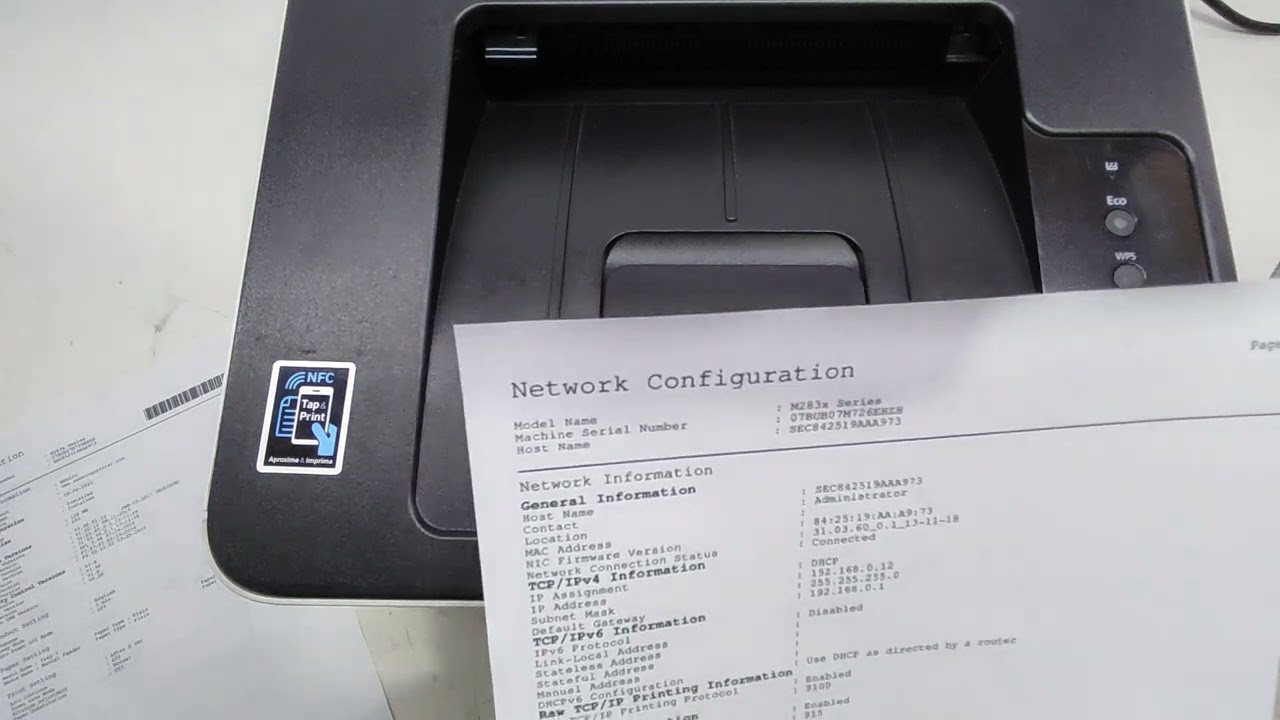 IMPRESSORA SAMSUNG XPRESS  M2835DW - Auto teste- relatórios de rede - relatórios de contadores .