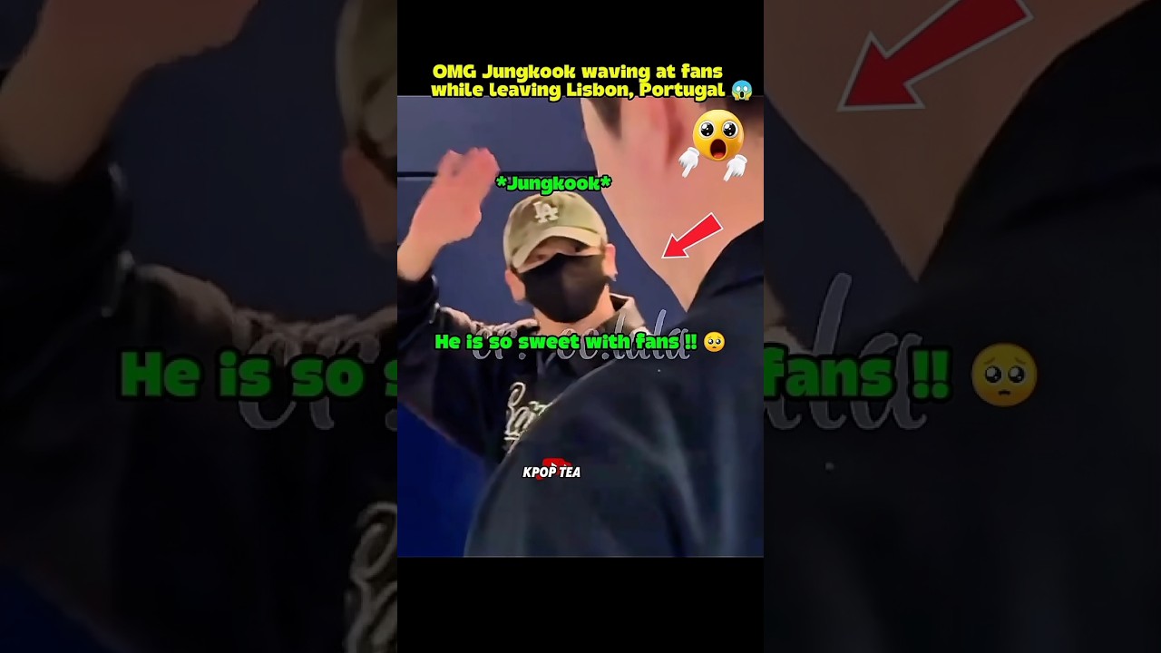 OMG😱 Jungkook Wave At Fans Lisbon Airport🤯#bts #btsarmy #btsshorts #taehyung #jungkook #btsv #jin#rm