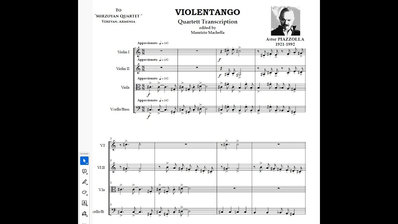 Astor Piazzolla: Violentango Quartet Transcription