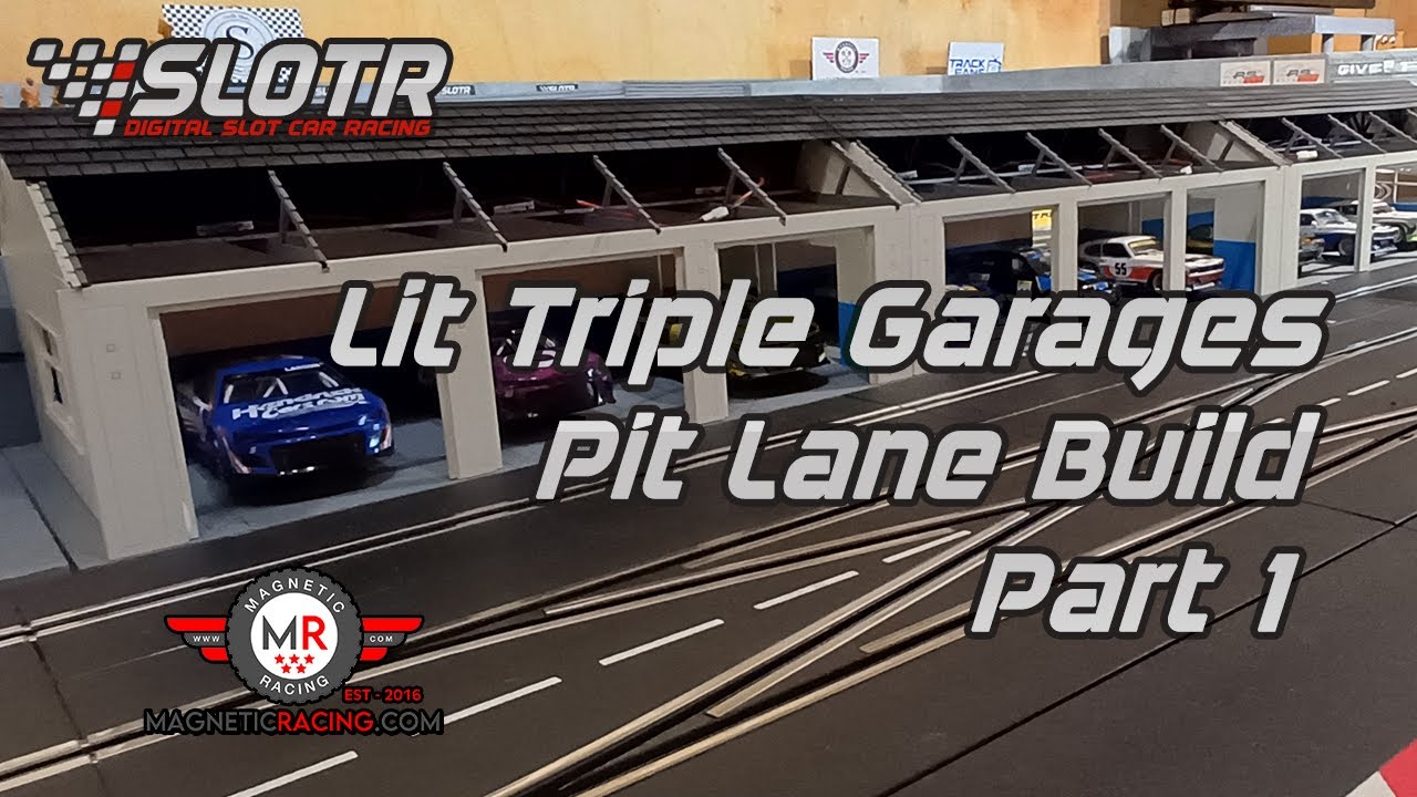 Magnetic Racing Lit Triple Garage Pit Lane Build Part 1