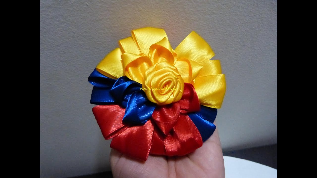 Como elaborar mo&ntilde;os tricolores List&oacute;n, Flor de  Liston RAso Tutorial
