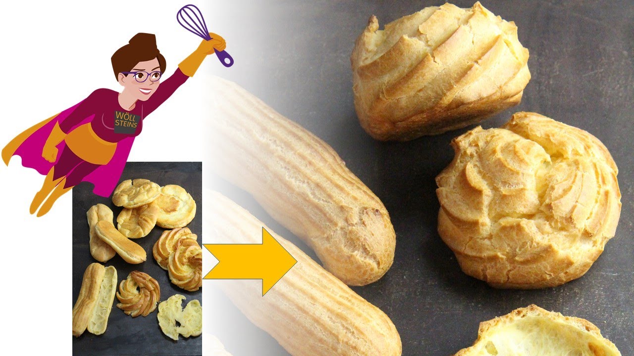 Windbeutel / Eclairs perfekt backen - Backfehler Brandteig vermeiden - Backengel Beate Woellstein