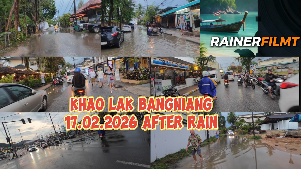 02.2026 Die Stunde nach dem Starkregen Fahrt durch Khao Lak floating BangNiang 17.February 2026