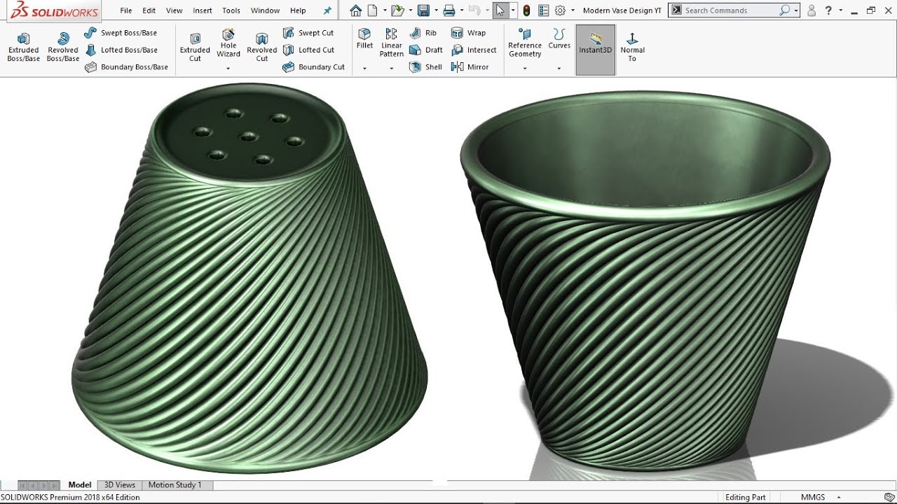 Transform Your Design Skills | Create a Stunning Modern Flower Pot in SolidWorks 2024!