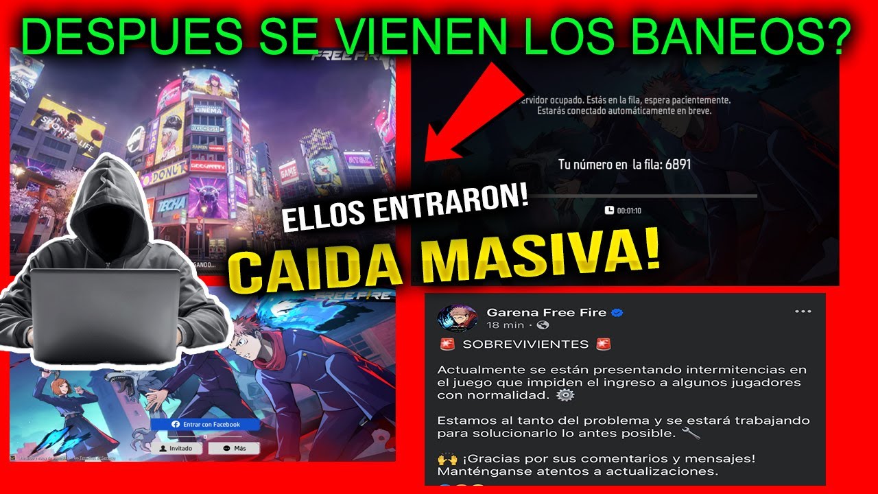 URGENTE! CAIDA MASIVA DE SERVIDORES DE FREE FIRE EN TODO EL MUNDO GARENA RESPONDE NO ENTRA FREE FIRE