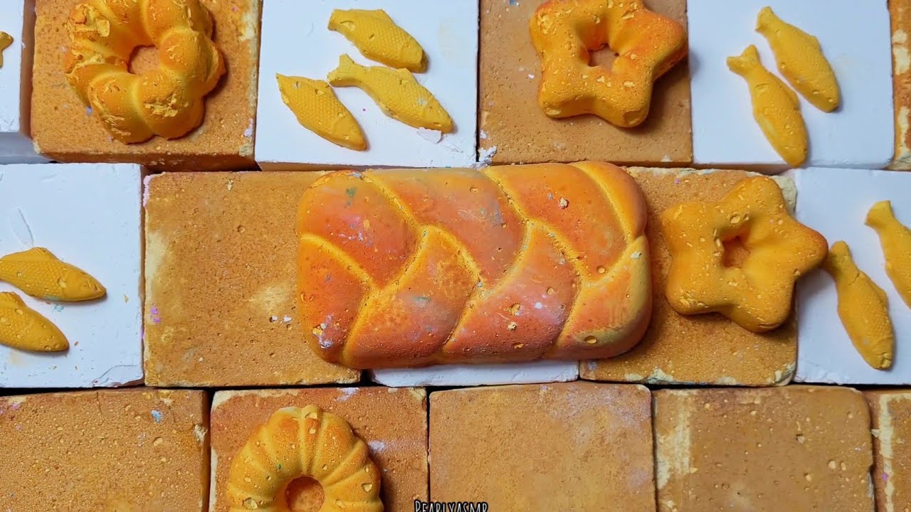 YELLOW AND WHITE BLOCKS GYM CHALK CRUMBLE-ASMR