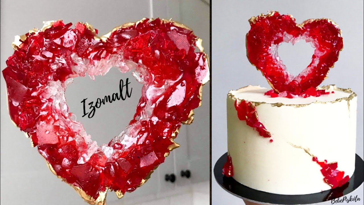 IZOMALT SZÍV ❤️❤️❤️ - Isomalt heart - Tortadíszítés - BebePiskóta