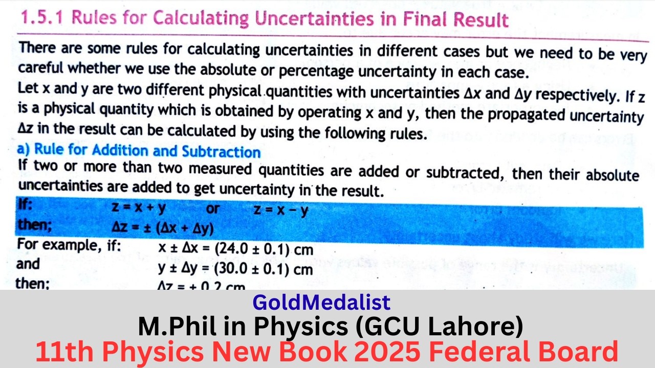 Rules For Calculating Uncertainties In Final Results 11th class physics | National book foundation