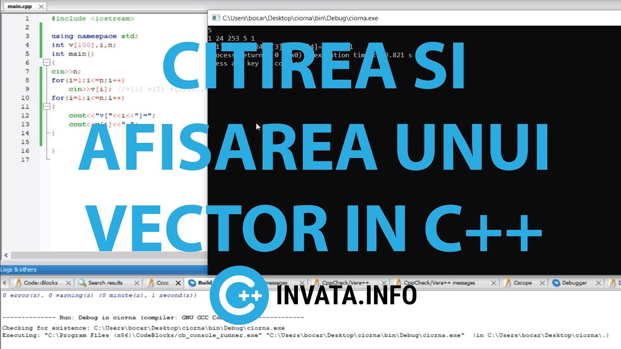 Citirea si afisarea unui vector in C++