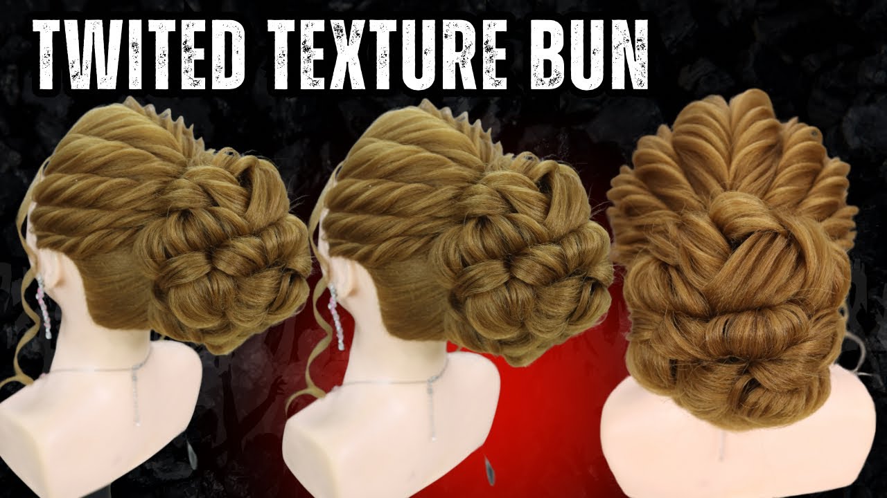 Twisted texture wedding bun hairstyle/ hairstyle for reception day occasion / texture bun 