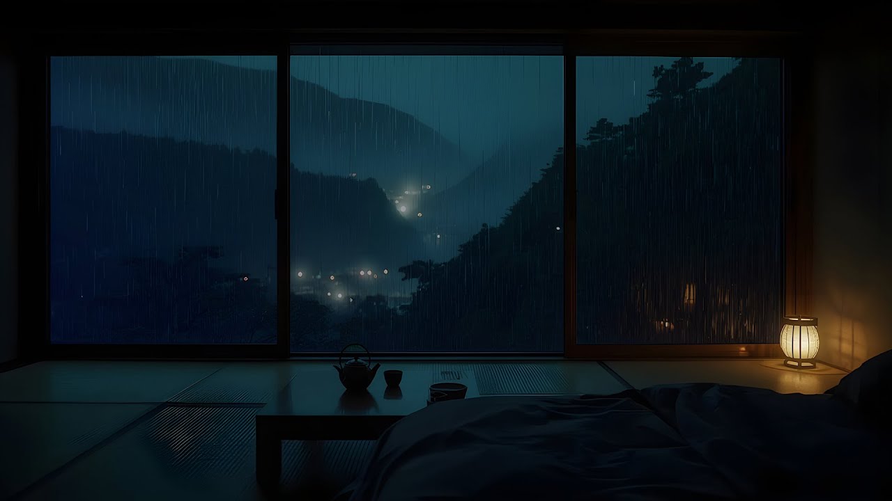 Luxury Japanese Rain Night for Deep Sleep | Relaxing Rain Sound