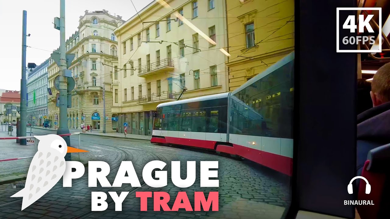 Early morning commute to the center by tramway in Prague | 4K 60fps Binaural Audio