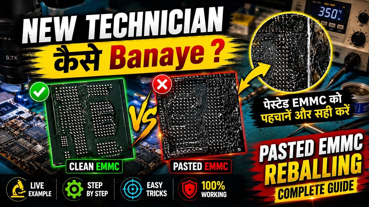 Hard black pasted ic cleaning | Black pasted ic cleaning Process | EMMC Reballing