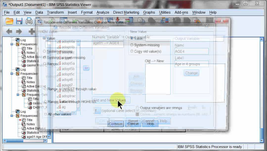 Recoding in SPSS using the menu