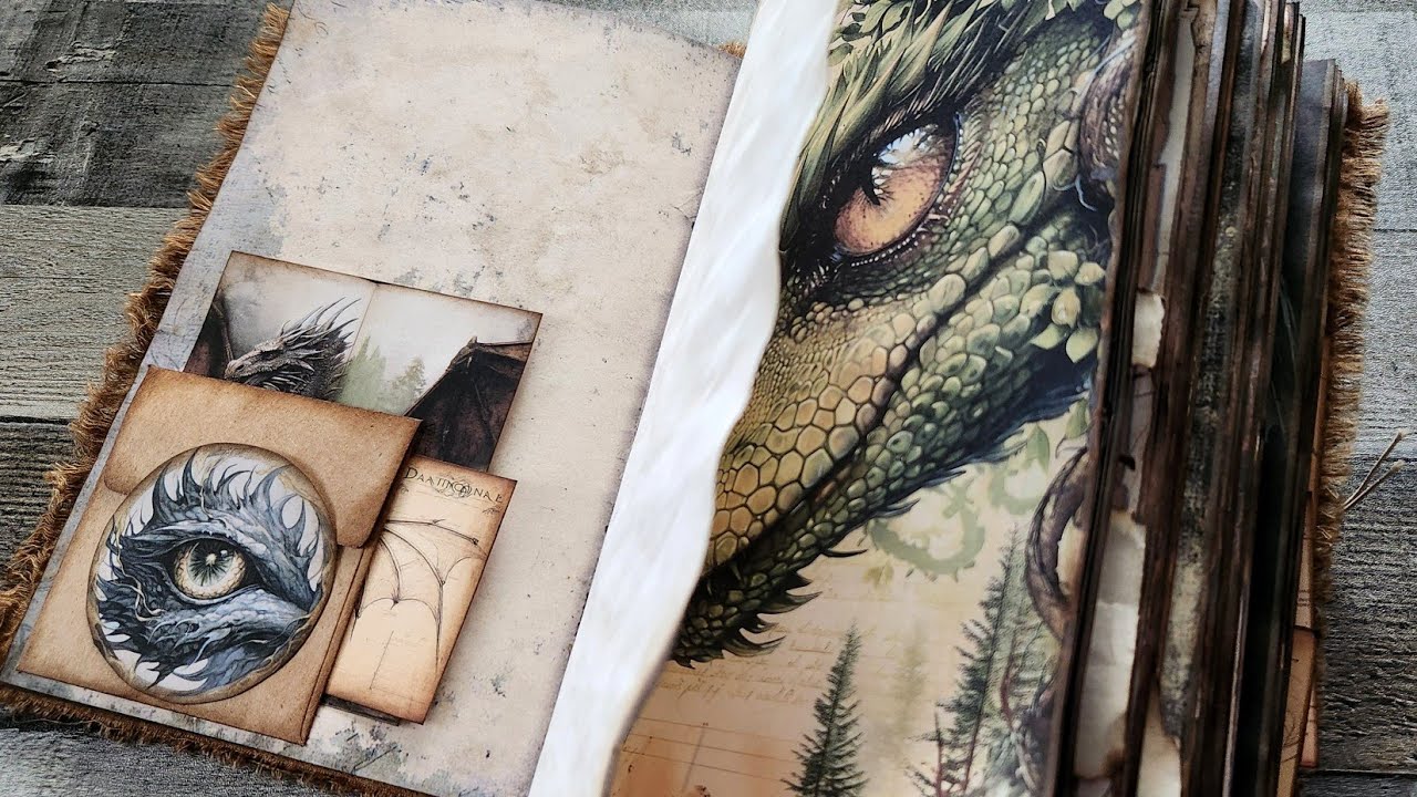 Dragon Junk Journal Flip Through Grungy D&D Father's Day Fantasy