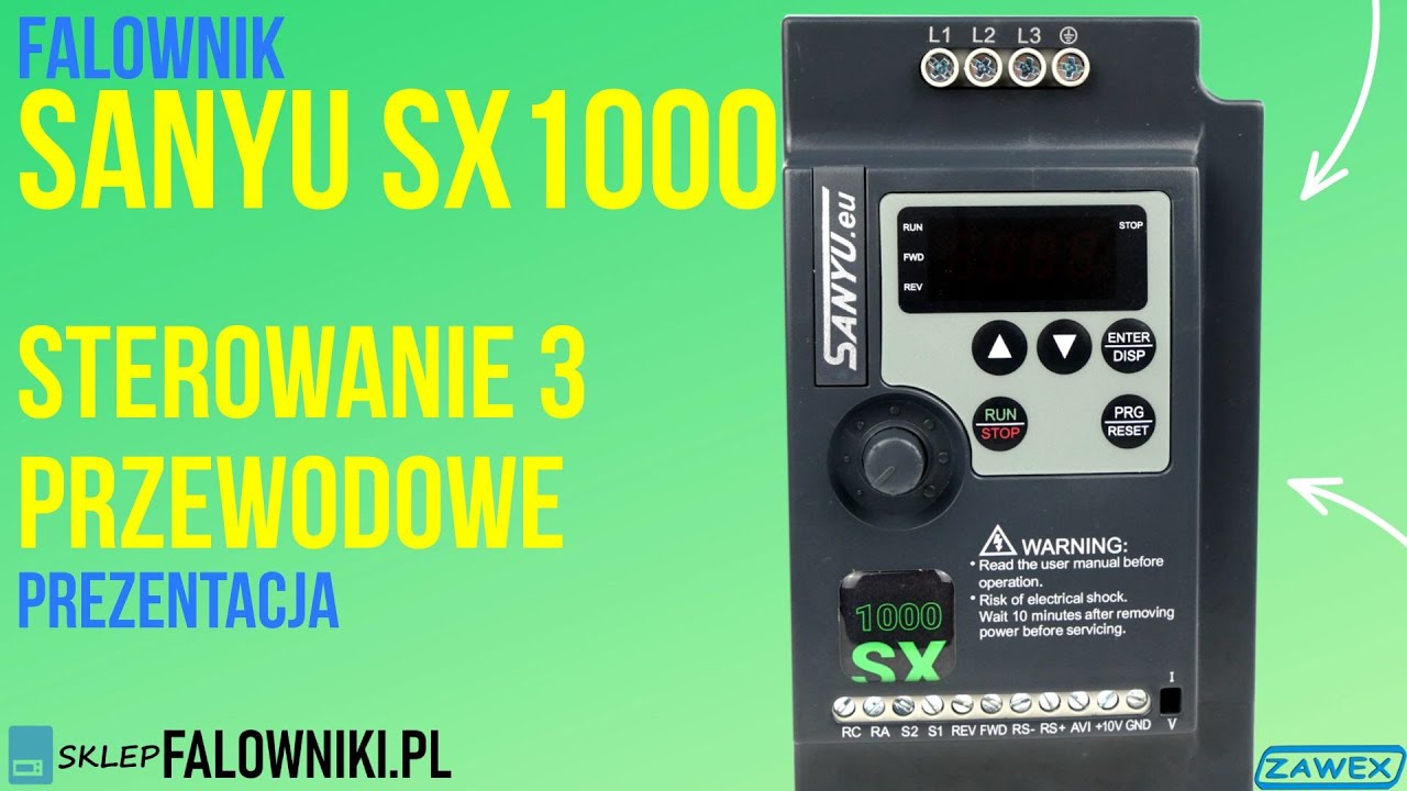 Falownik Sanyu SX1000 – sterowanie 3 przewodowe – prezentacja – sklepfalowniki.pl