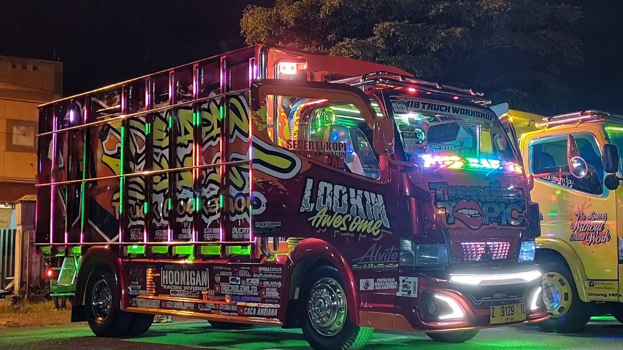 FULL Led lampu kanal truck trending topic bikin ngiler, Modifikasi karoseri m18 truck workshop