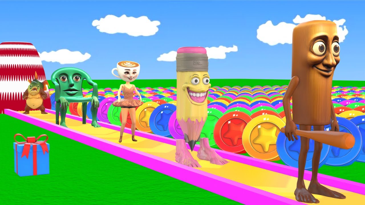 Long Slide Game With Cow Elephant Gorilla Hippopotamus Tiger 3d Animal Game Funny 3d Animals