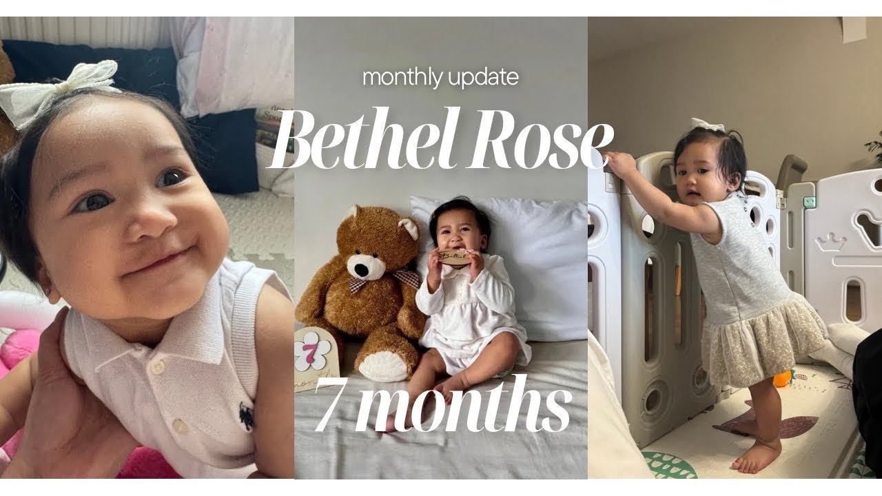 Bethel Rose at 7 months | I’ve got three teeth now 😱 & learning how to stand and clap!