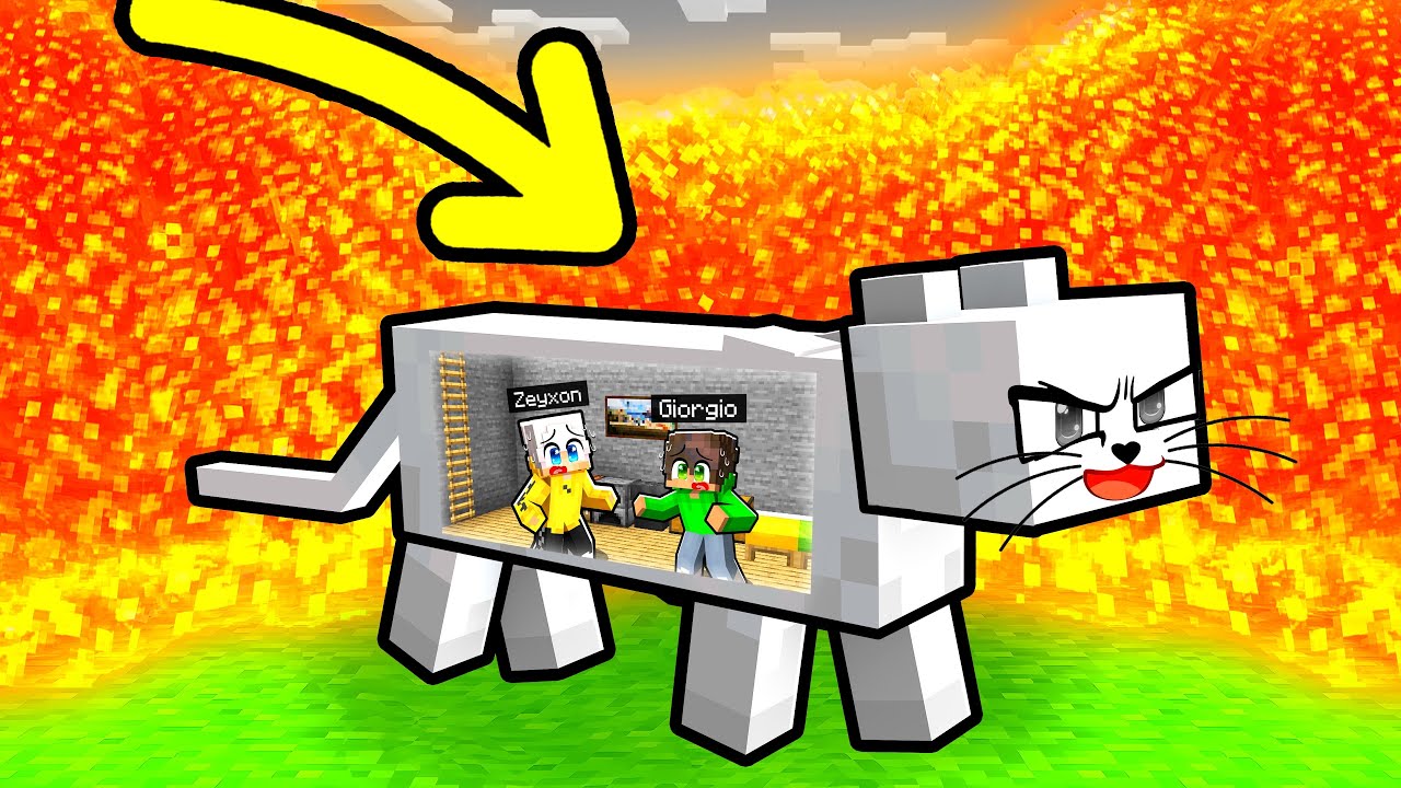 TSUNAMI  di LAVA contro BUNKER DENTRO un GATTO in Minecraft!