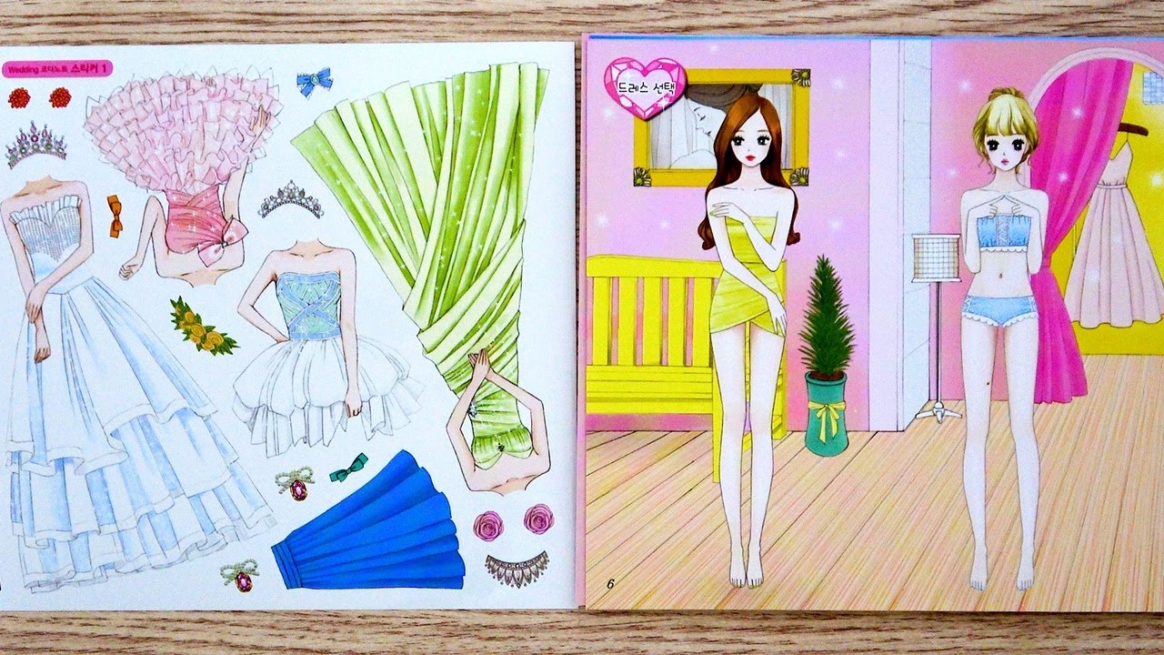 [Sticker Play] 웨딩 코디 노트 | 결혼식 신부에게 스티커 드레스 옷입히고 꾸미기 | Wedding Bride Dress-Up Sticker Book