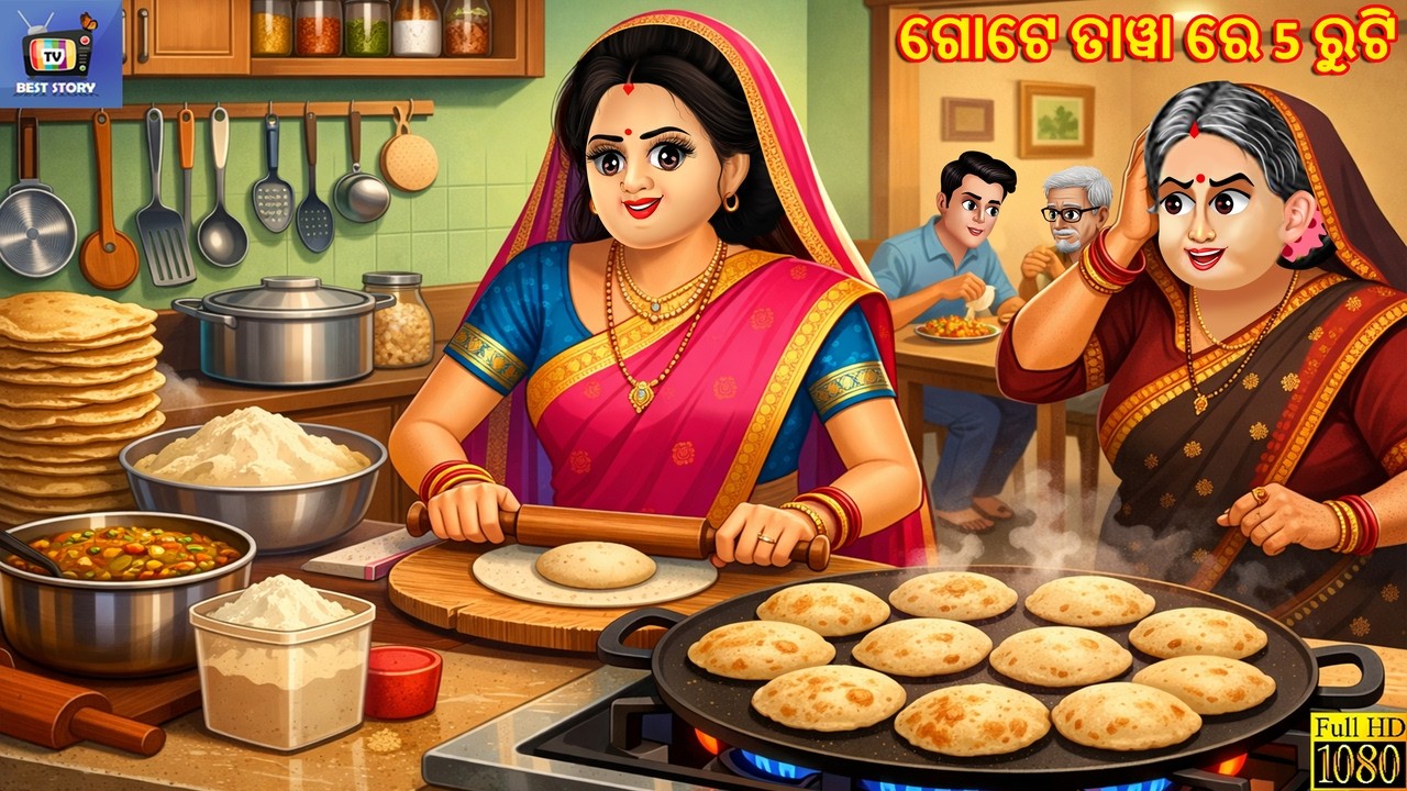 Gote tawa re 5 ruti | ଗୋଟେ ତାୱା ରେ 5 ରୁଟି | Odia Stories | Odia Moral Story | Odia Cartoon | Kahani