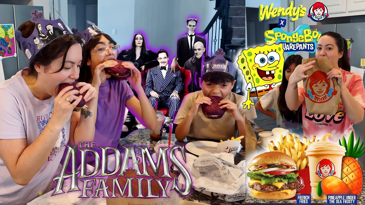 Trying Wendy's Krabby Patty Meal 🍔 & Burger King's Addams Family Meal 🔮