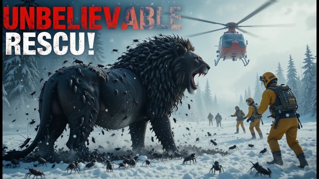 Epic Rescue Mission: Black Lion's Battle for Survival | Helicopter Saves the Day in the Snowy Forest