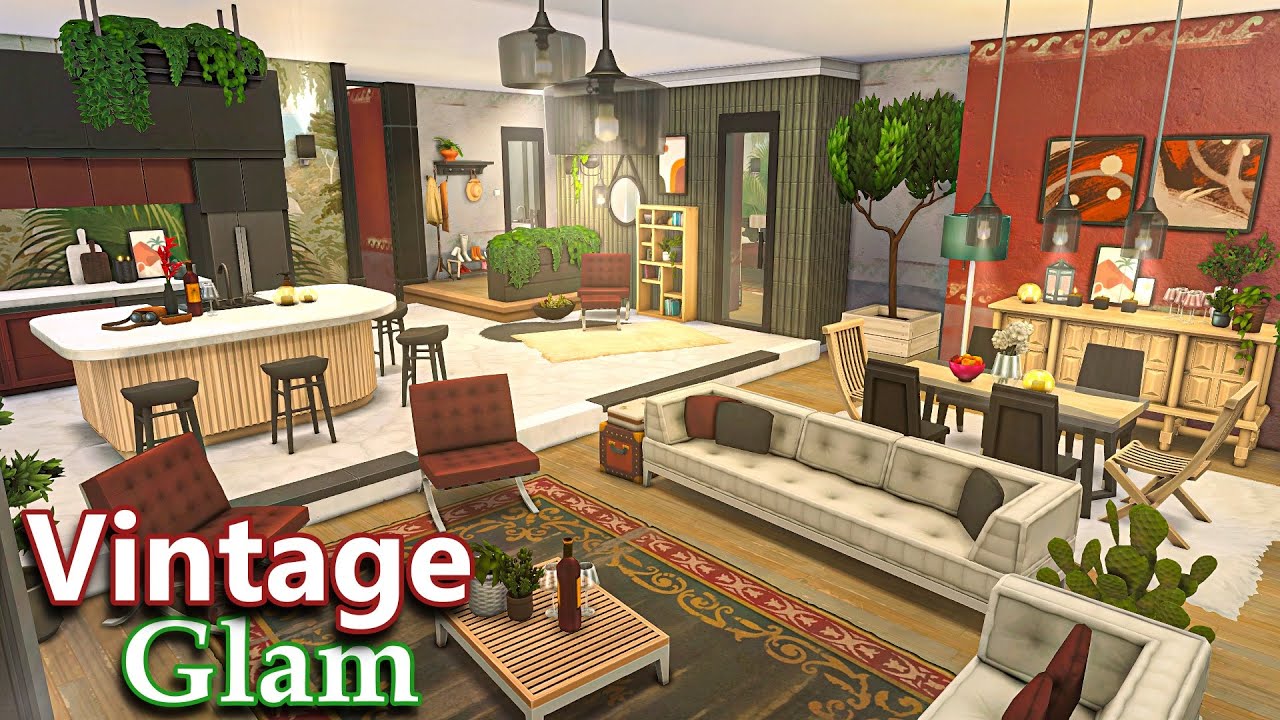 VINTAGE GLAM APARTMENT 🌆 || Harrie&rsquo;s CC || THE SIMS 4 | Stop Motion build | Story Machinima |