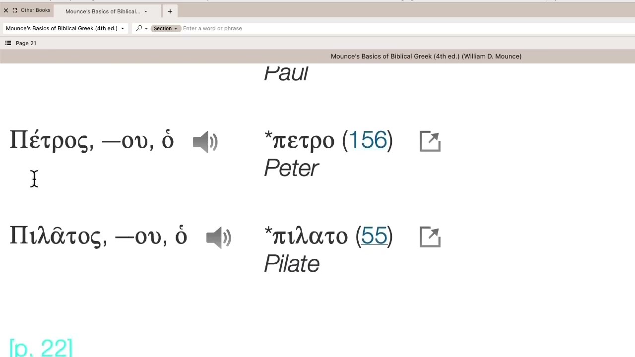Introductory Vocabulary ~ Mounce&rsquo;s Basics of Biblical Greek