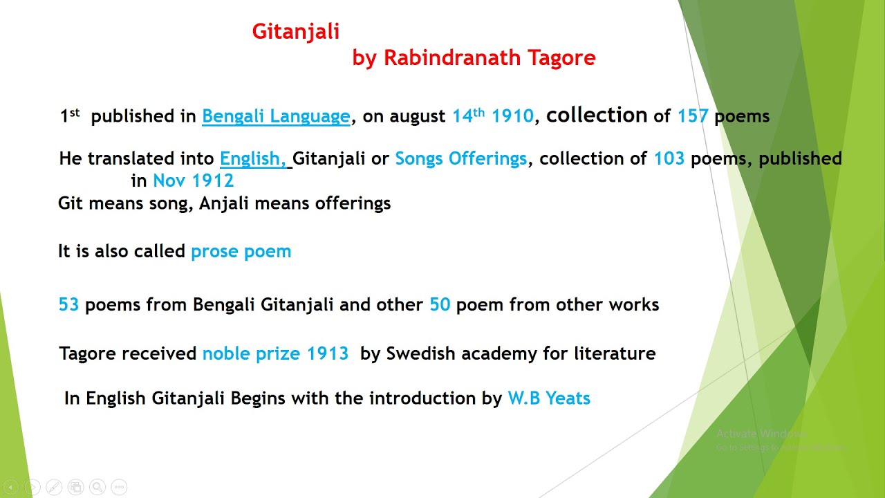 Gitanjali poem by Rabindranath Tagore