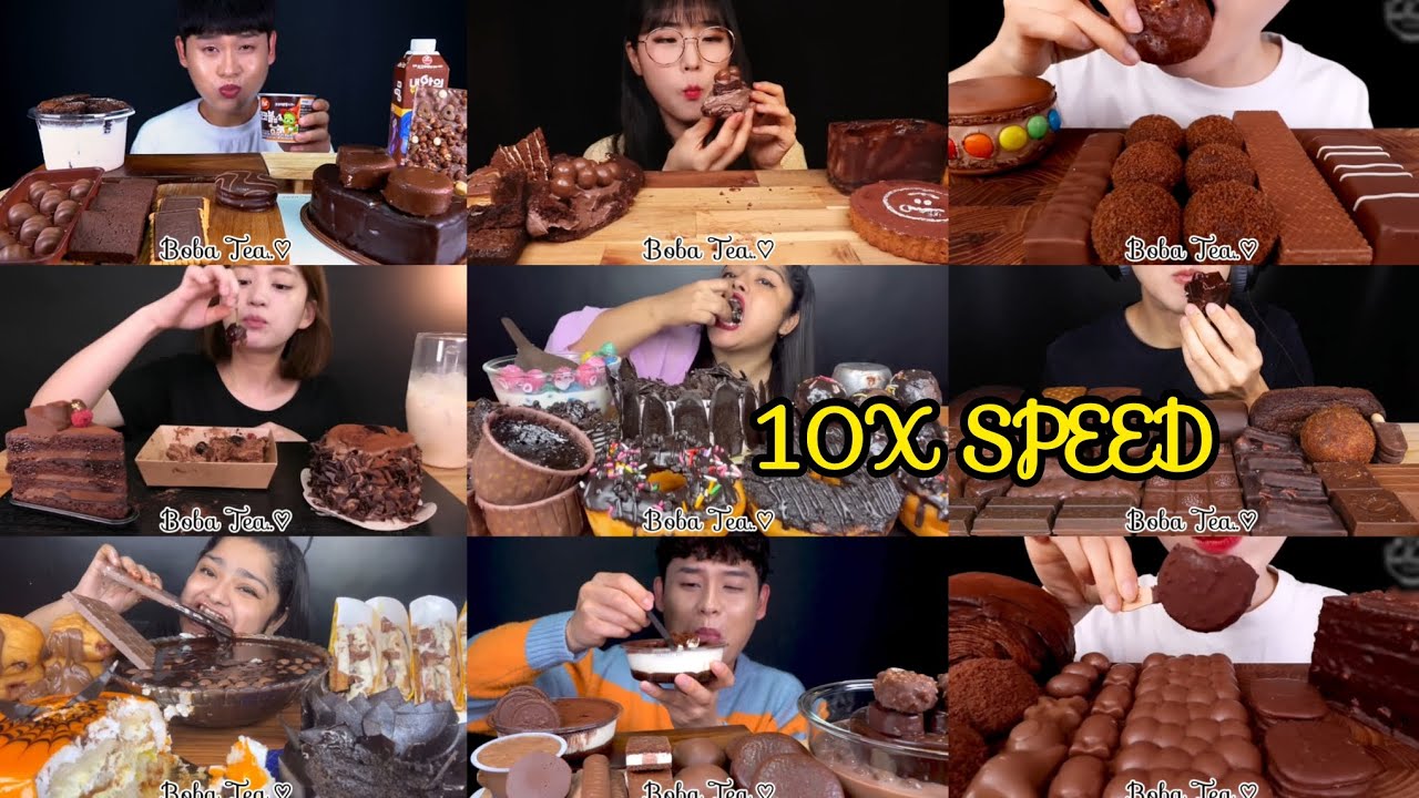 10X speed eating...🤤 chocolate eating...🍫 chocolate cake 🍰chocolate icecream🍦 @YouTube