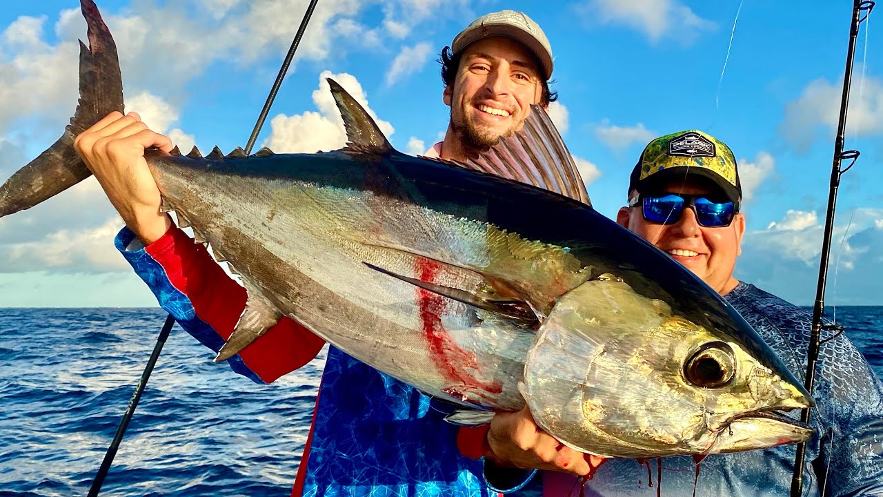 *JUMBO* Tunas on live bait! Catch/Clean/Cook on the Traeger