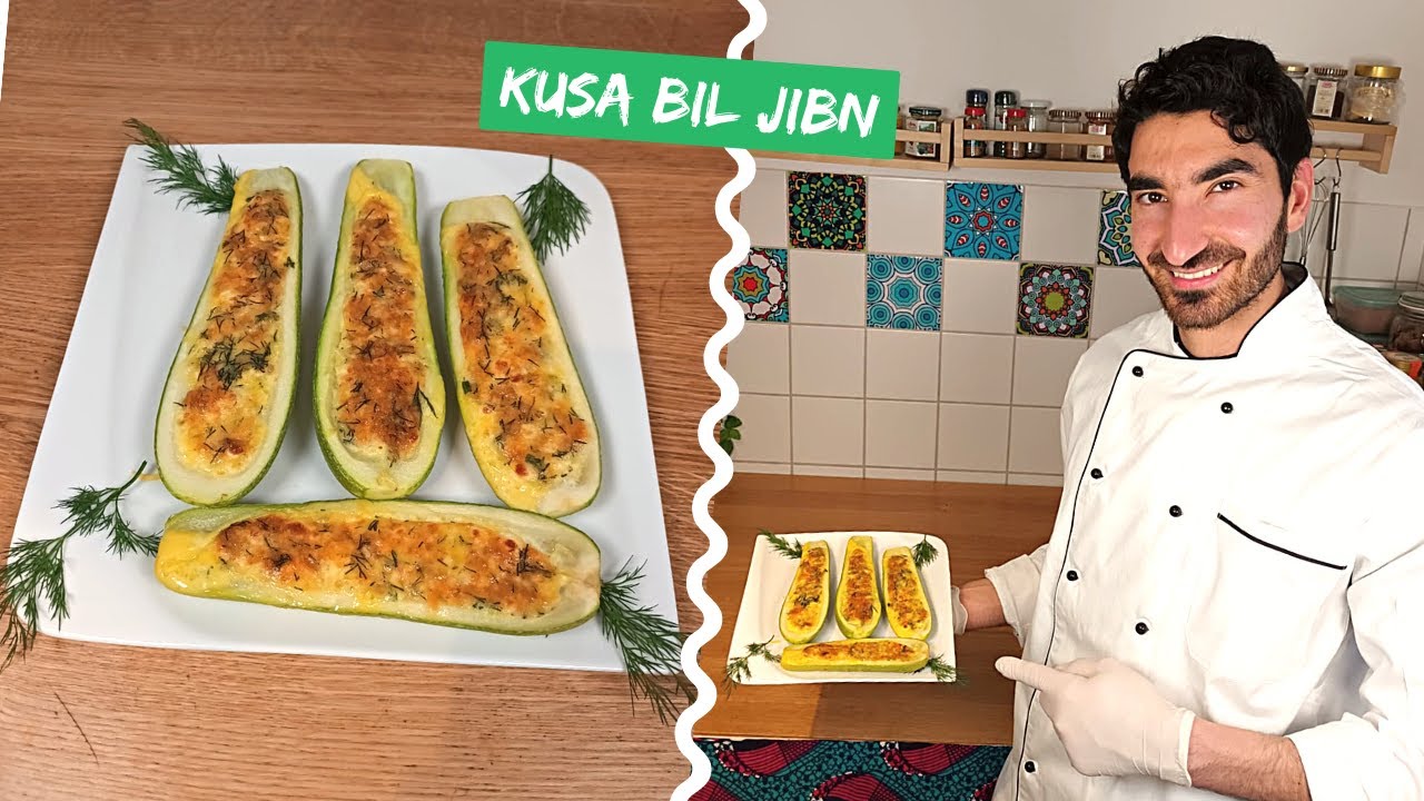 Kusa bil jibn | Gefüllte Zucchini mit Käse | schnelles Low-Carb Gericht aus dem Ofen