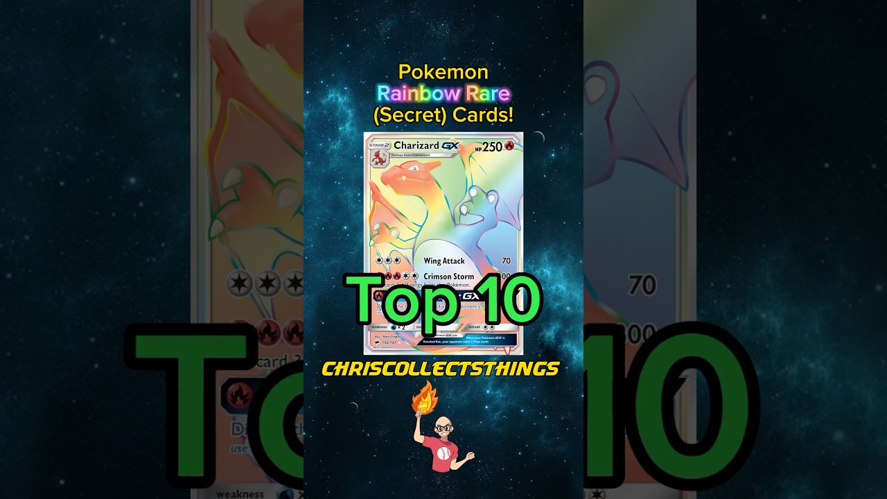 Top 10 Pok&eacute;mon RAINBOW Rare cards! 🤫 #shorts #top10 #charizard