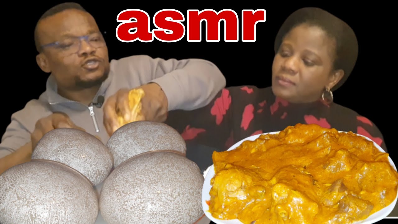ASMR: FUFU(POUNDED YAM) AND OGBONO SOUP | SPEED EATING MUKBANG | ASSORTED MEAT