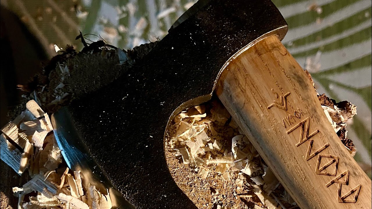 Carving a large serving spoon.