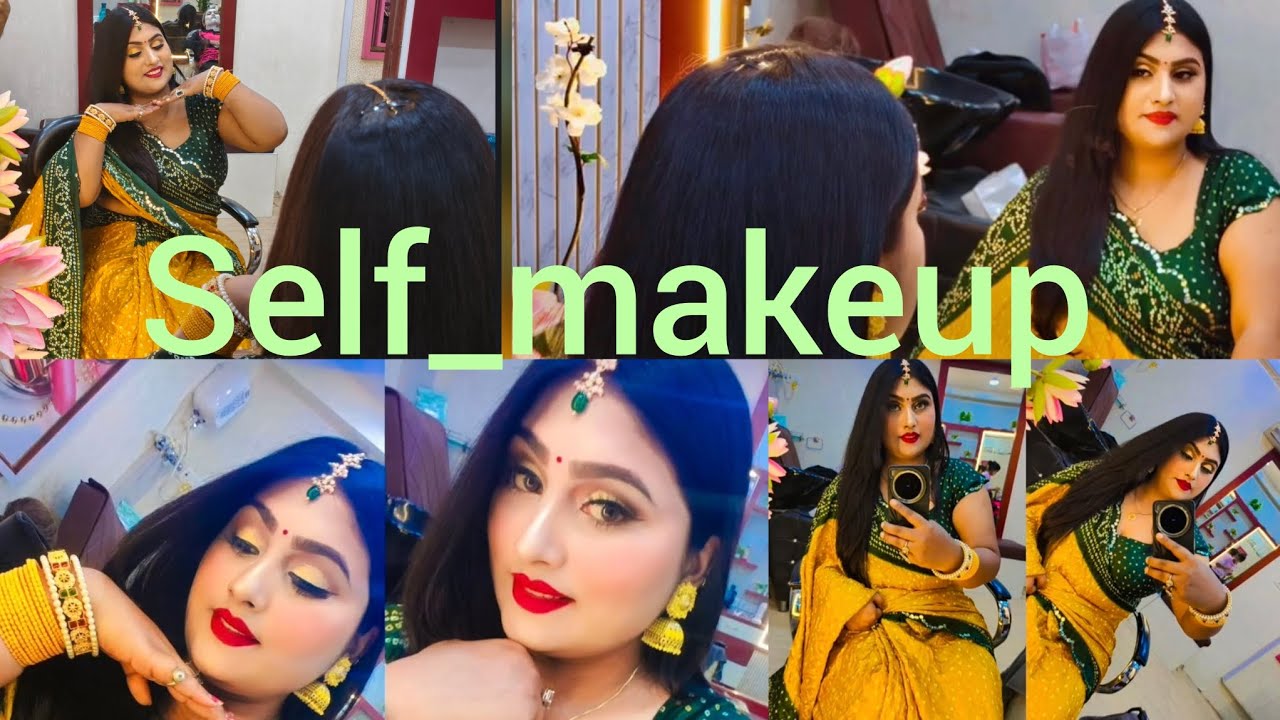 Self_makeup((2nd_ प्रोफेशनल मेकअप))आज बसंत पंचमी पर पीला रंग पहना।।💛🫶🧿💄💓❣️