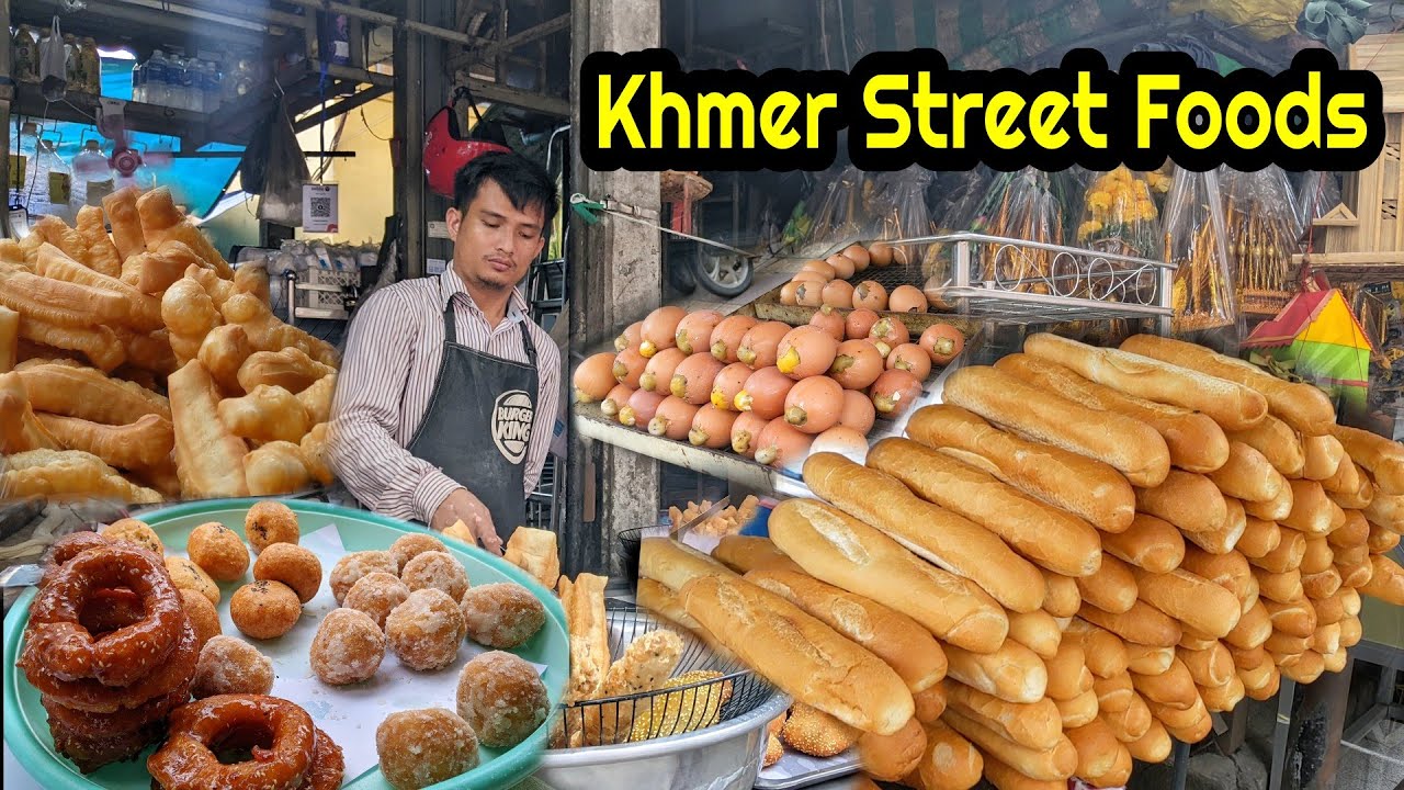 Street Foods at Psar Chas Market, Walking tour in Phnom Penh city Cambodia