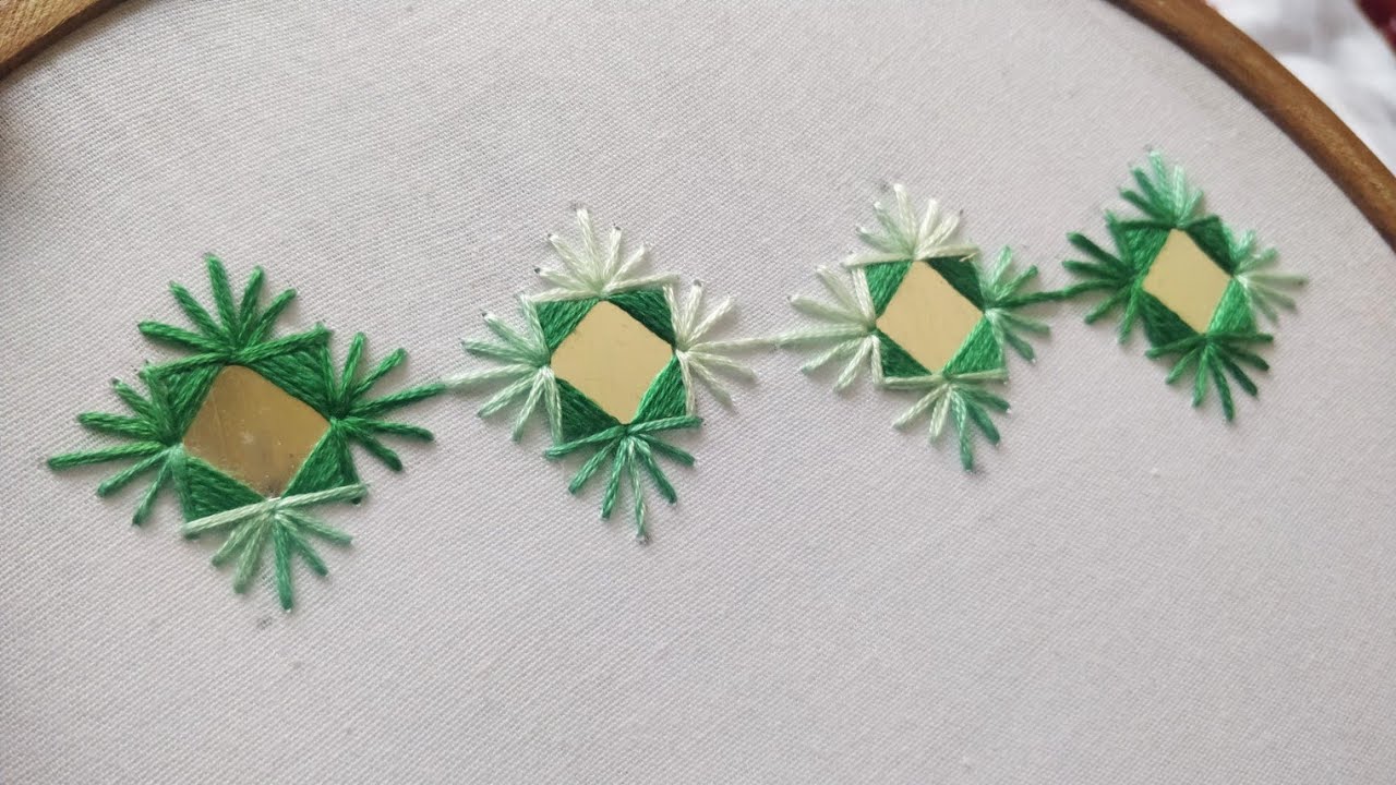 Easy Mirror Work Border Design for Dress/Sleeves (Hand Embroidery Work)