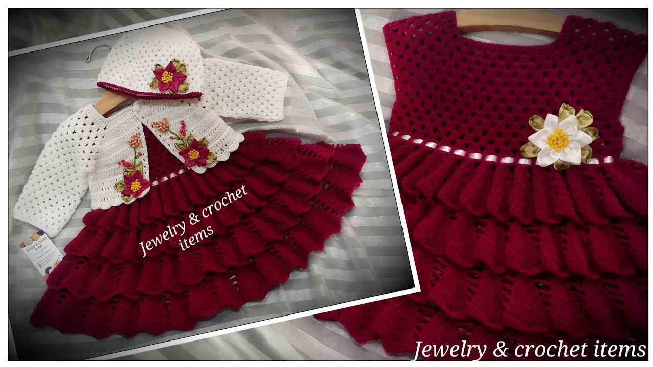 Latest & Stylish Crochet Baby Frock With Jacket (part 1)