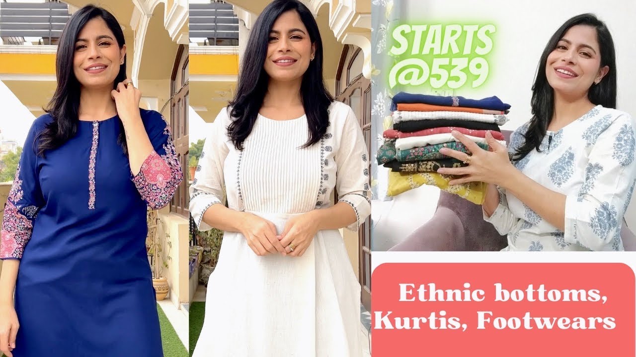 Ethnic bottoms, kurtis & footwear haul + styling l Dream Simple