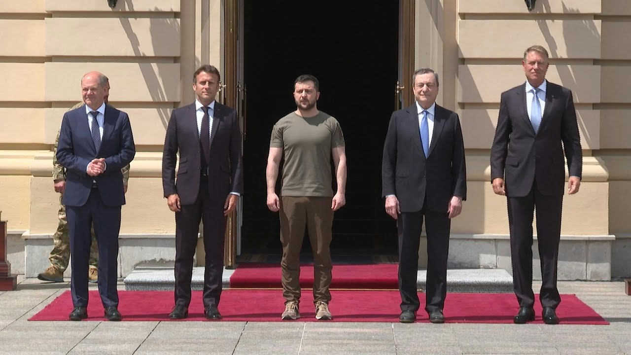 Scholz, Macron, Draghi, Iohannis greeted by Zelensky in Kyiv | AFP