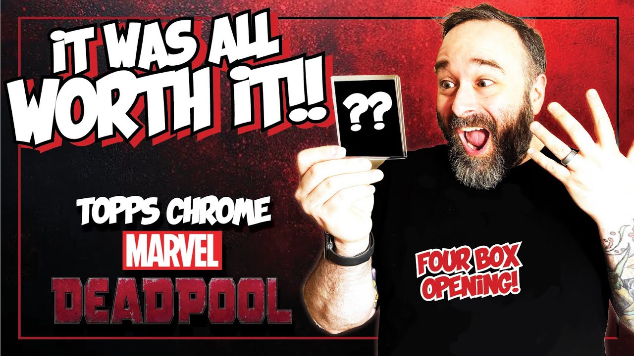 Открываю четыре коллекционных коробки с хромированными фигурками Дэдпула от Topps!