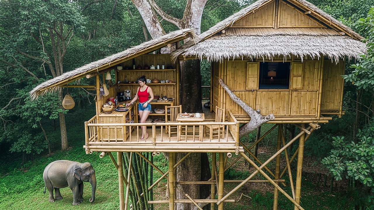 Timelapse: Building a Bamboo Tree House from Start to Finish | Off-Grid Survival